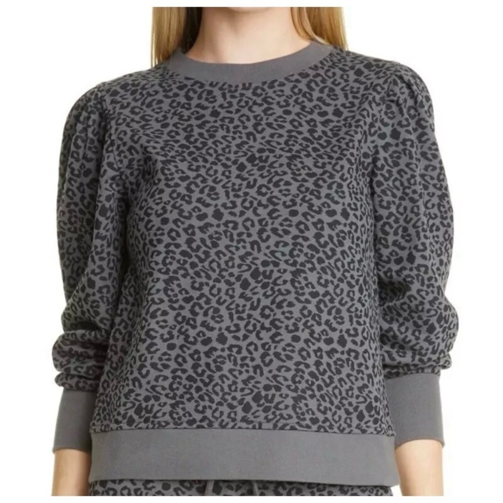 NEW RAILS Grey Marcie Cheetah Print Cotton Blend Sweatshirt